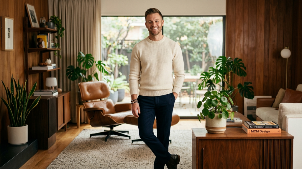 Lifestyle portrait of a confident man in smart casual attire