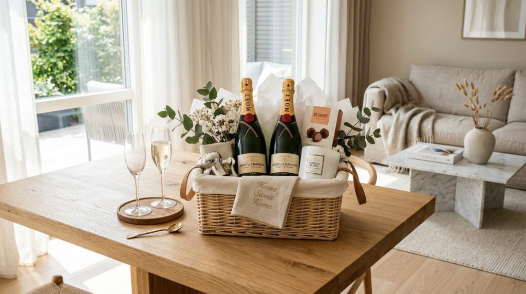 Luxury housewarming gift scene: A beautifully curated champa